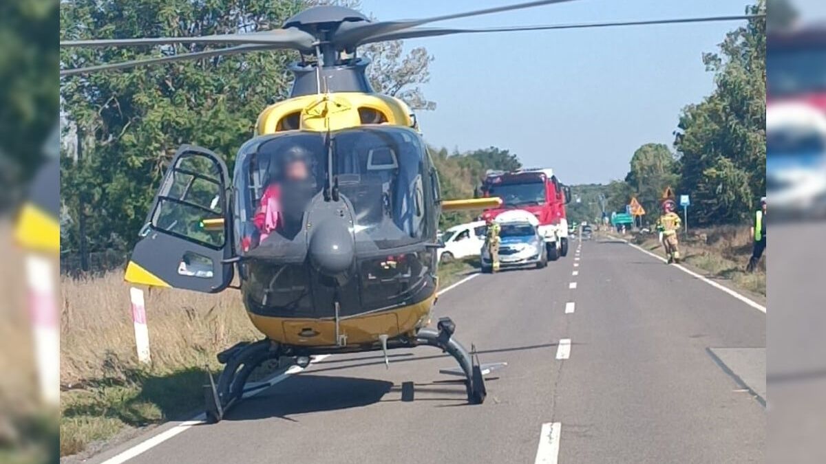 Helikopter lądował do wypadku z udziałem motocyklistów