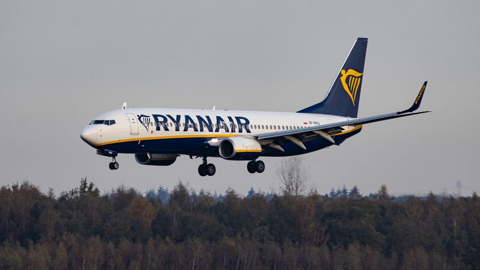 A Ryanair Boeing 737-800 aircraft as seen on final approach flying, touching down and taxiing in Eindhoven EIN EHEH Airport in the Netherlands. The narrow body airplane has the registration SP-RKQ and belongs to Buzz Airline,  a Polish carrier headquartered in Warsaw. Formerly called Ryanair Sun a subsidiary of the Irish low cost budget airline company Ryanair. The flights and passenger traffic in Eindhoven is reduced because of the Covid-19 Coronavirus pandemic and the lockdowns applied in multiple European Countries. Eindhoven, Netherlands on November 8, 2020 (Photo by Nicolas Economou/NurPhoto via Getty Images)