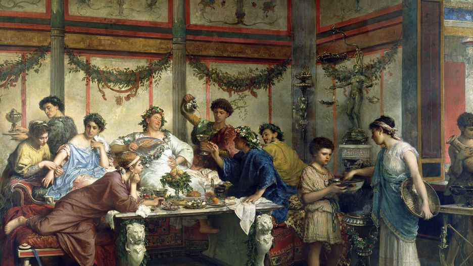 Rzymska uczta autorstwa Roberto Bompianiego