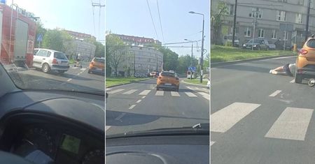 Jechał na hulajnodze, na przejściu dla pieszych potrącił go samochód. Nagranie z chwili zdarzenia
