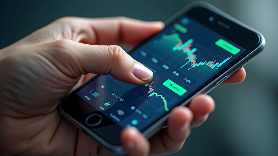 Close up of a person using a smartphone app to analyze financial data and stock market trends, displaying charts and information for investment decisions
A close up image of a person's hand interacting with a smartphone, the screen displaying a financial application showcasing charts and data related to stock market trends. The image highlights the use of technology in investment decisions.
smartphone, finance, investment, stock, market, data, chart, analysis, technology, trading, mobile, app, business, digital, economy, screen, hand, finger, display, application, online, currency, graph, growth, money, wealth, information, futuristic, innovative, device, earnings, strategy, portfolio, asset, management, planning, success, progress, investment, platform, progress, modern, smartphone, finance, investment, stock, market, data, chart, analysis, technology, trading, mobile, app, business, digital, economy, screen, hand, finger, display, application, online, currency, graph, growth, money, wealth, information, futuristic, innovative, device, earnings, strategy, portfolio, asset, management, planning, success, progress, platform, modern