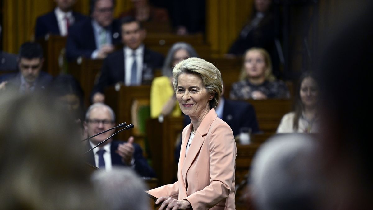 Ursula von der Leyen, president of the European Commission, on Parliament Hill in Ottawa, Ontario, Canada, on Tuesday, March 7, 2023. The European Commission president is visiting to promote transatlantic ties between Canada and the European Union. Photographer: Justin Tang/Canadian Press/Bloomberg via Getty Images
