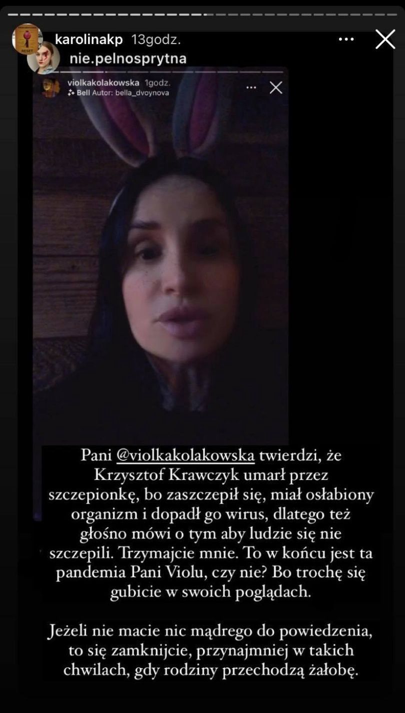 Karolina Korwin-Piotrowska krytykuje koronasceptyczne wywody  Violi Kołakowskiej