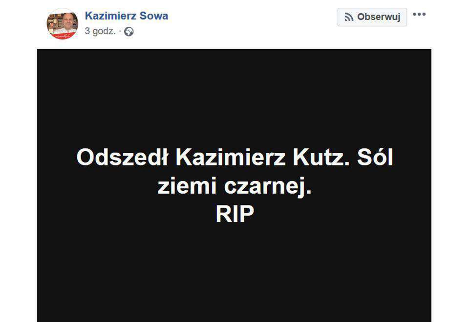 Kazimierz Sowa opłakuje Kazimierza Kutza