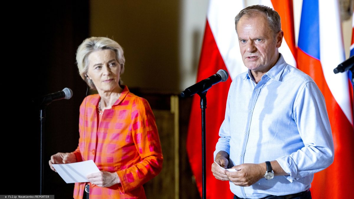 Premier Donald Tusk (L) i przewodnicząca KE Ursula von der Leyen