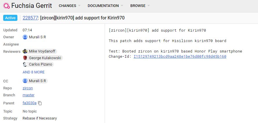 Jeden z commitów, źródło: Fuchsia Gerrit.