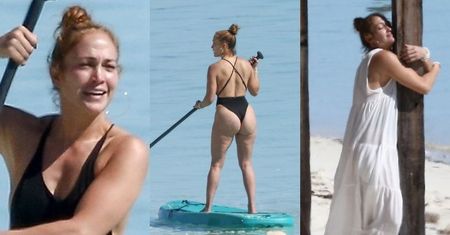 Jennifer Lopez szaleje na desce i tuli się do drewnianej belki podczas egzotycznych wakacji (ZDJĘCIA)