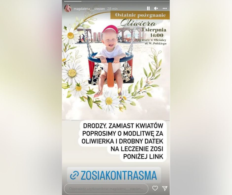 Magdalena Stępień zwróciła się z prośbą do tych, którzy chcą uczestniczyć w jego pogrzebie (Instagram)