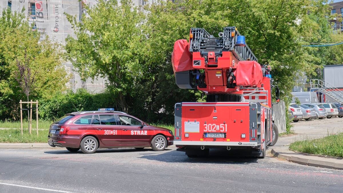 Interwencja strażaków do pożaru na dachu budynku przy ul. Morwowej
