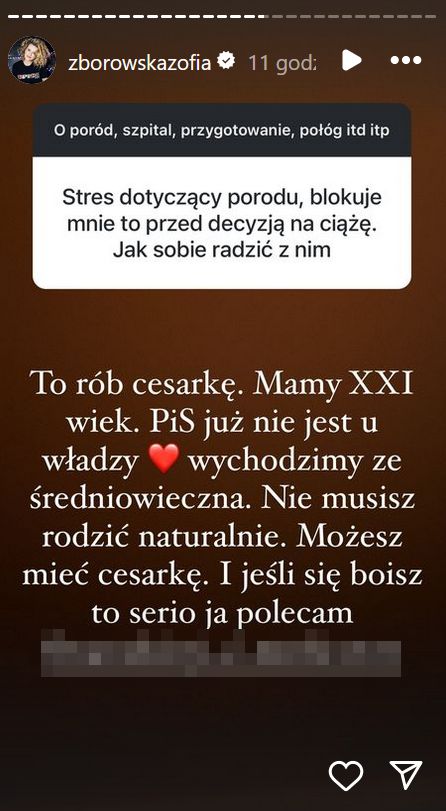Zofia Zborowska o porodzie. Uderzyła w PiS