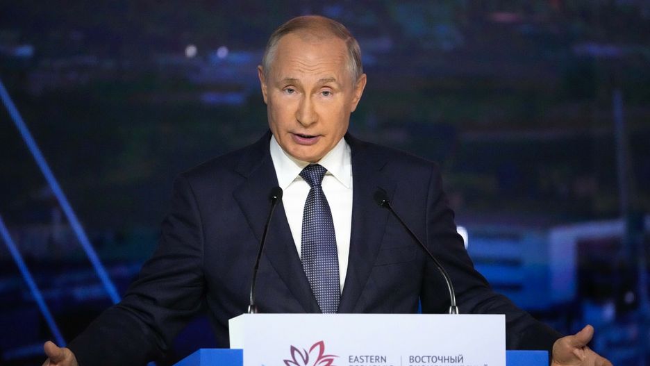 Temporary
Russian President Vladimir Putin gestures as he delivers a speech during a plenary session at the Eastern Economic Forum in Vladivostok, Russia, Friday, Sept. 3, 2021. The annual forum is intended to showcase Russian achievements and attract investors. (AP Photo/Alexander Zemlianichenko, Pool)
Pool AP