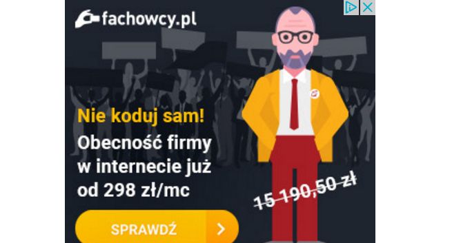 Fachowcy.pl w reklamie nawiązują do faktur KOD-u dla firmy Mateusza Kijowskiego