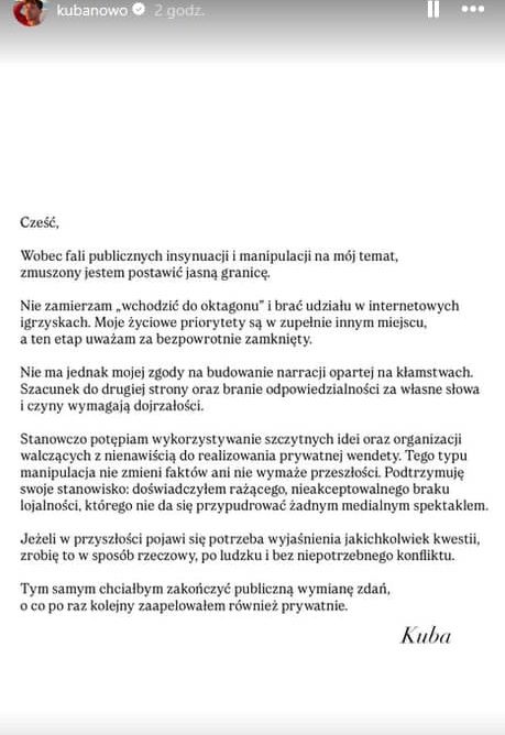 Kuba Nowosiński przypuszcza kolejny atak na Marię Jeleniewską
