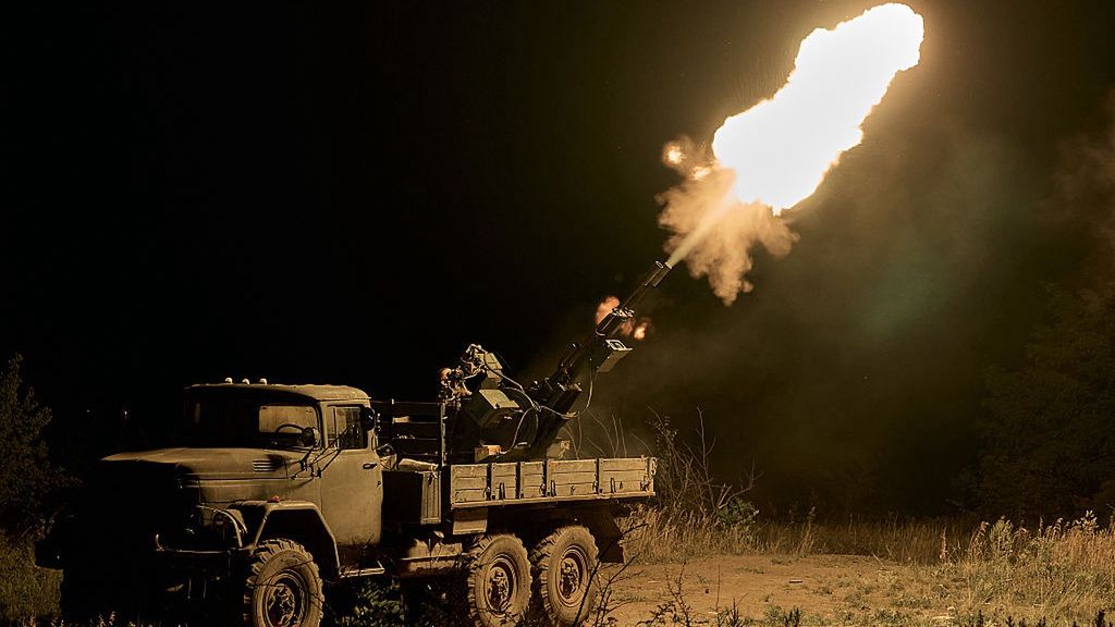 Ukraine's 93rd Mechanized Brigade Hunt For Russia UAVs At Night
DONETSK REGION, UKRAINE - AUGUST 15: Soldiers of the 93rd Mechanized Brigade "Kholodnyi Yar" operate a twin-barreled 23mm ZU-23 anti-aircraft gun equipped with a thermal imaging camera, hunting for night-flying drones and Shahed loitering munitions, on August 15, 2025 in Donetsk Region, Ukraine. (Photo by Kostyantyn Liberov/Libkos/Getty Images)
Libkos