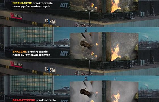 Gigantyczny smok ostrzega o smogu w centrum Warszawy