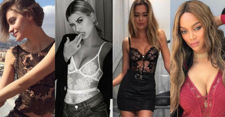 Koronkowa bluzka na ramiączkach w stylizacjach gwiazd