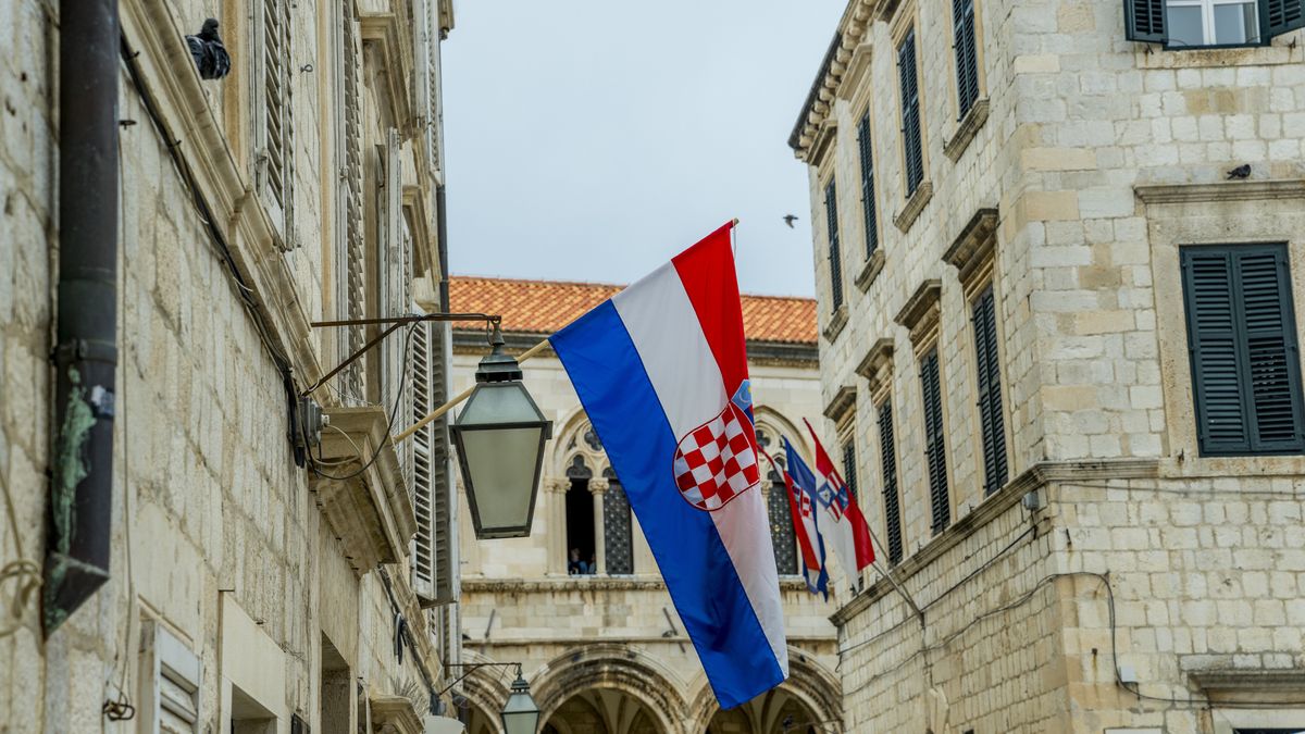 CROATIA - 2023/09/25: The Croatian national flag in the Old Town of Dubrovnik in southern Croatia. (Photo by Wolfgang Kaehler/LightRocket via Getty Images)
