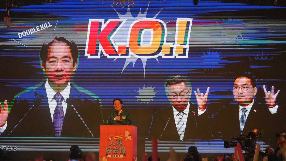 TAIPEI, TAIWAN - DECEMBER 29: Lai Ching-te, Taiwan's vice president and current presidential candidate gives a speech at the Democratic progressive party (DPP) rally in Taipei of the 2024 presidential election in Taipei, Taiwan on December 29, 2023. (Photo by Walid Berrazeg/Anadolu via Getty Images)