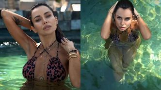 Natalia Siwiec pływa w basenie, eksponując smukłą sylwetkę w panterkowym bikini (FOTO)