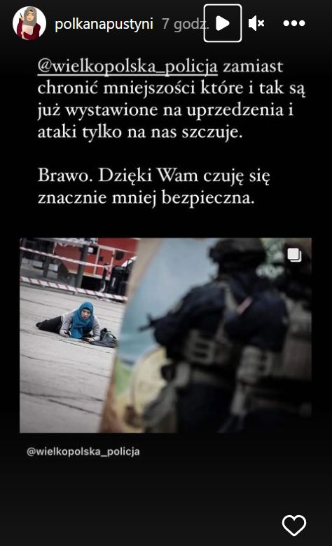 Instagramerka skrytykowała działania policji