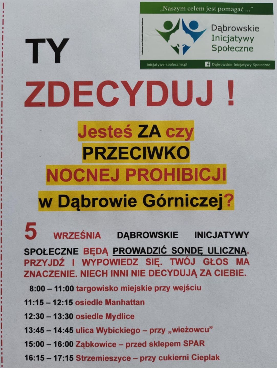 Nocna prohibicja w Dąbrowie Górniczej? Mieszkańcy mają głos
