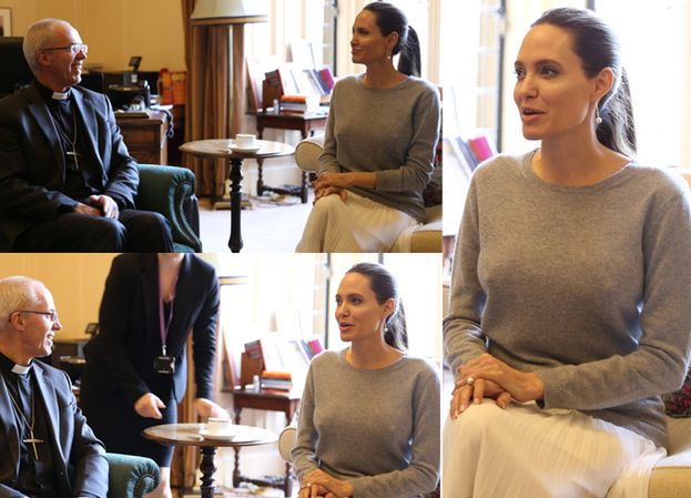 Angelina Jolie BEZ STANIKA na spotkanie z arcybiskupem (ZDJĘCIA)