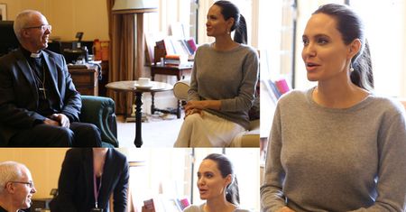 Angelina Jolie BEZ STANIKA na spotkanie z arcybiskupem (ZDJĘCIA)