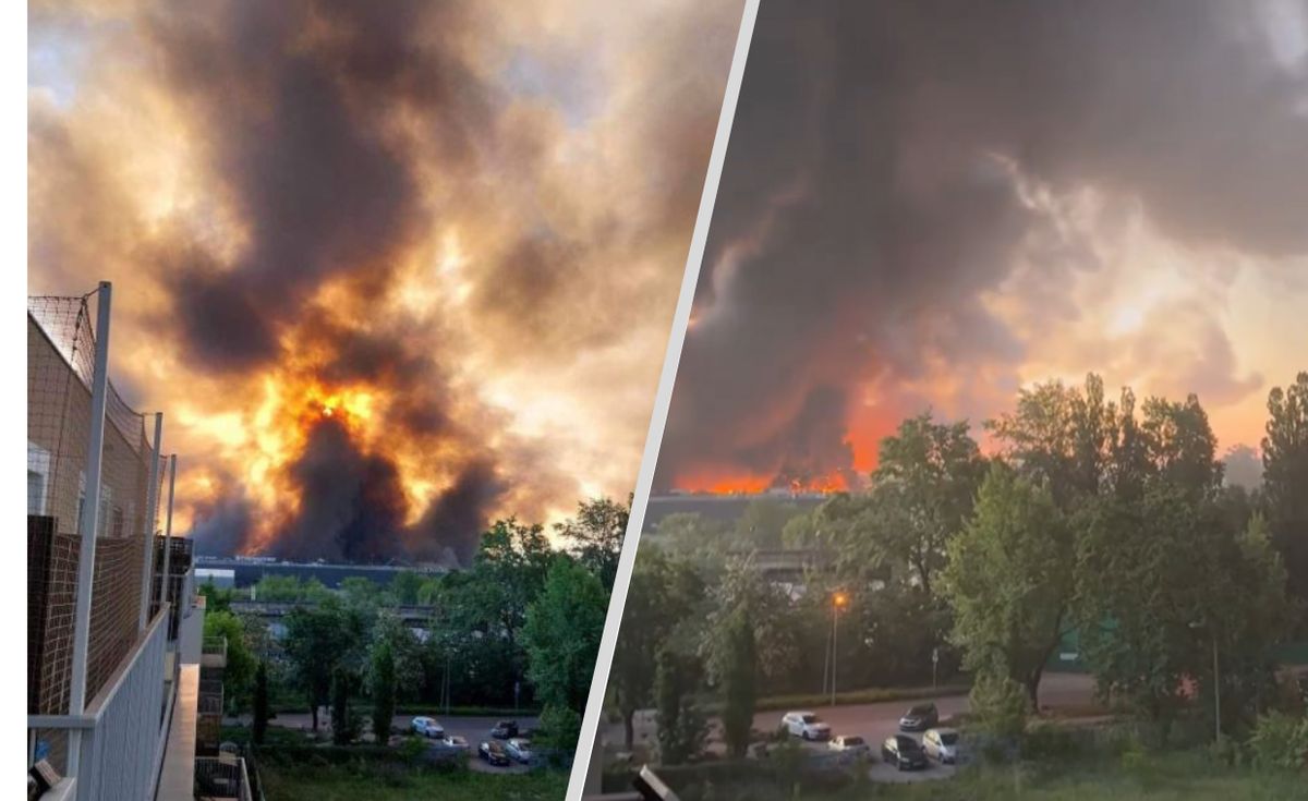 pożar, straz pożarna, centrum handlowe Apokaliptyczny widok nad Warszawą. Zdjęcia z pożaru zalewają sieć