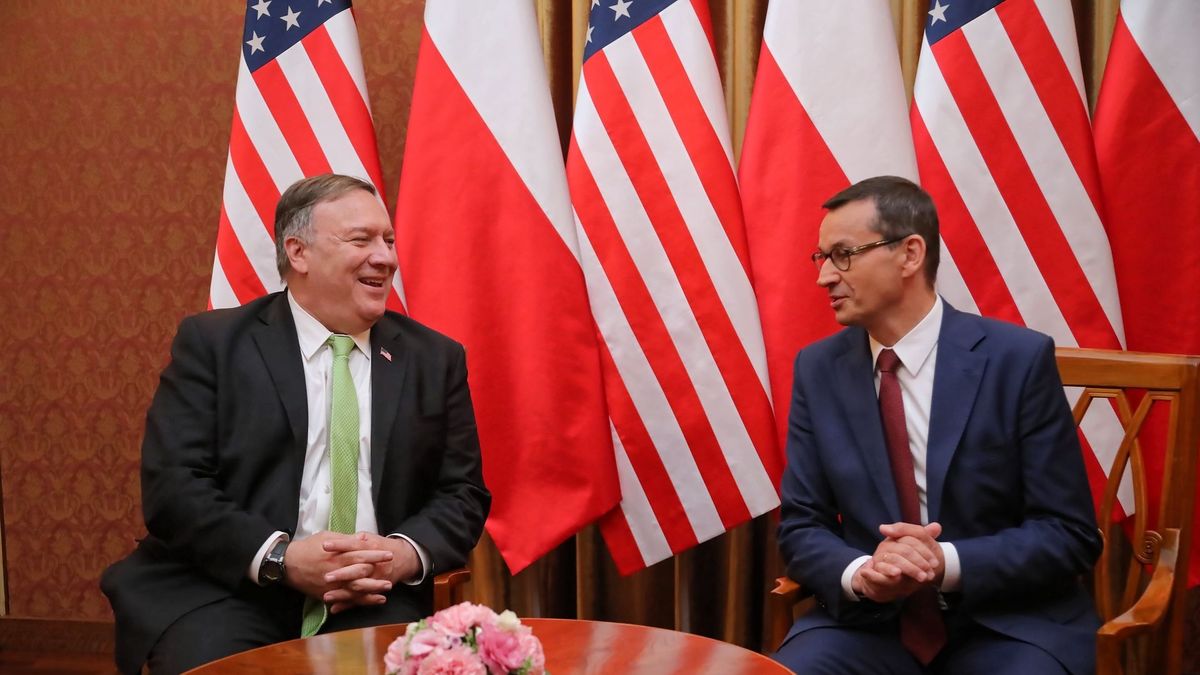 15 sierpnia. Mike Pompeo spotkał się z Mateuszem Morawieckim. Tematem m.in. Białoruś (PAP, Fot: Wojciech Olkuśnik)