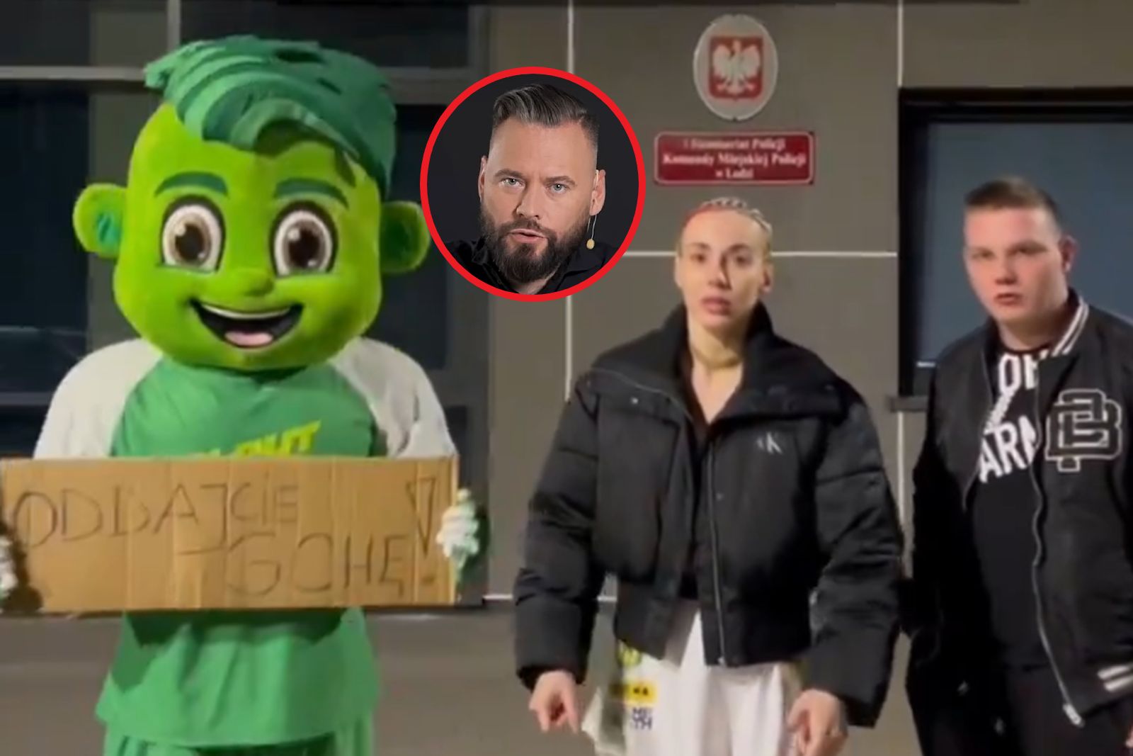 Na dużym zdjęciu od prawej: maskotka Clout MMA, Marianna Schreiber i Łukasz Zwierzyński. Na małym Krzysztof Stanowski