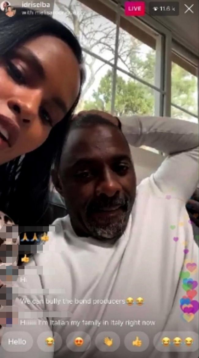 Idris Elba z żoną podczas transmisji live na Instagramie
