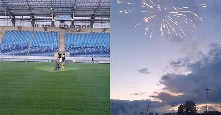Powiedziała „TAK”! Zaręczyny na stadionie Arena Lublin zakończone pokazem fajerwerków