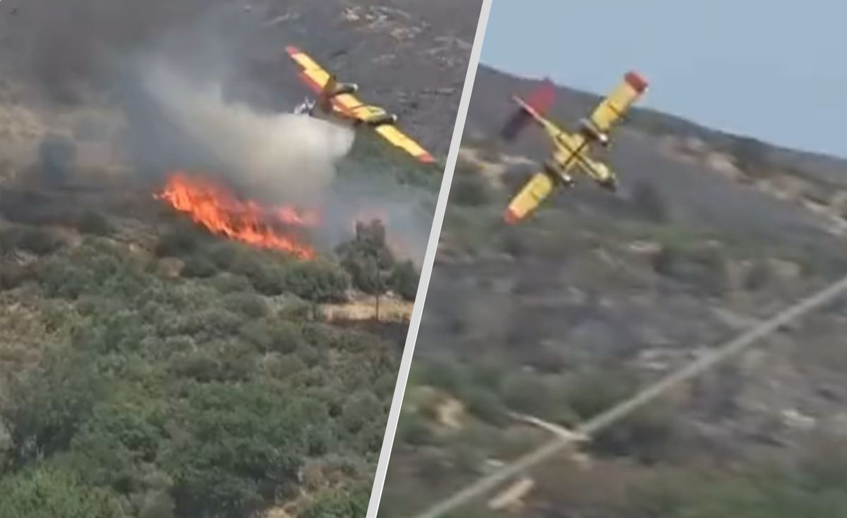 Moment katastrofy samolotu gaśniczego w Grecji