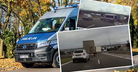 Policjanci znów stanęli w poprzek pasa na A4. I znów było o włos od wypadku