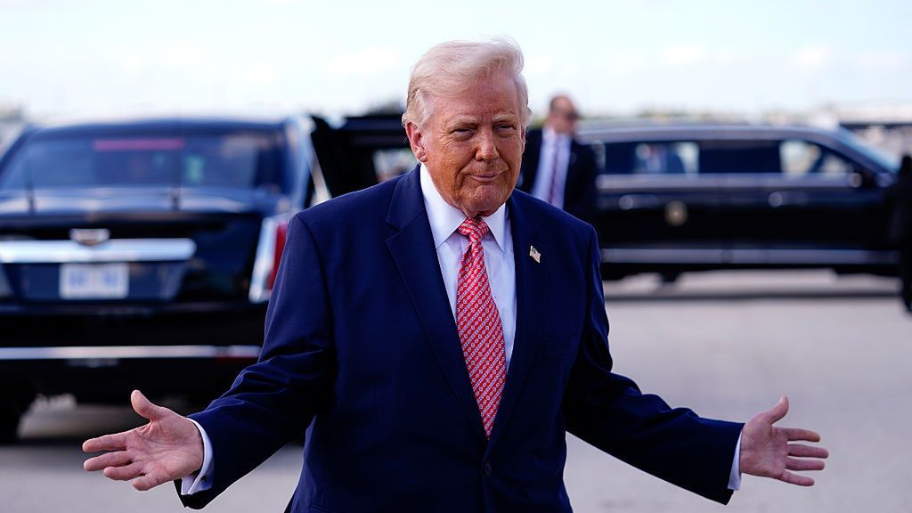 President Trump Delivers Remarks At The FII PRIORITY Summit In Miami Beach
MIAMI, FLORIDA - MARCH 27: U.S. President Donald Trump speaks to the media after departing Air Force One at Miami International Airport on March 27, 2026 in Miami, Florida. President Trump is traveling to speak at a summit in Miami Beach and then onto Palm Beach for the weekend.  (Photo by Nathan Howard/Getty Images)
Nathan Howard
bestof, topix