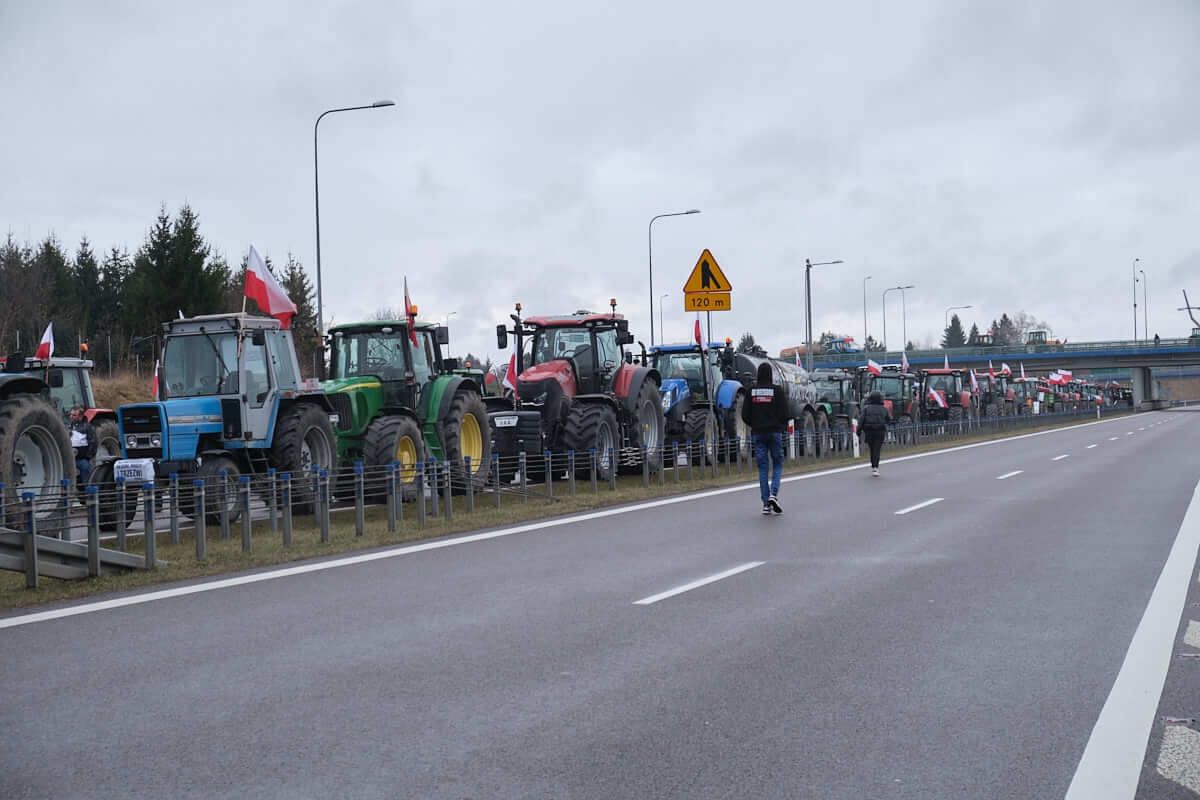 Protest rolników na obwodnicy Lublina - węzeł Lublin Węglin