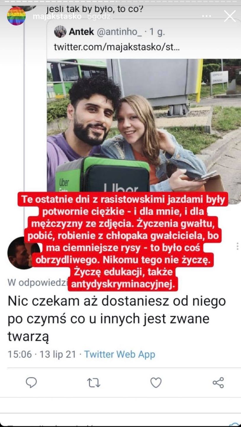 Maja Staśko publikuje na Instagramie obelgi i raistowskie, pełne hejtu komentarze po tym, jak wrzuciła do sieci zdjęcie z chłopakiem