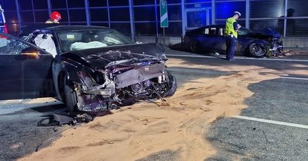 Poważny wypadek na S2. Zawrotna prędkość kierowcy