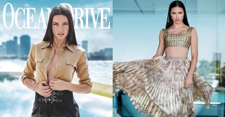 Adriana Lima pozuje przy basenie