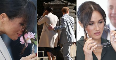 Meghan Markle wącha kwiaty od poddanych w płaszczu za 10 tysięcy złotych (ZDJĘCIA)