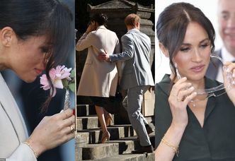 Meghan Markle wącha kwiaty od poddanych w płaszczu za 10 tysięcy złotych (ZDJĘCIA)