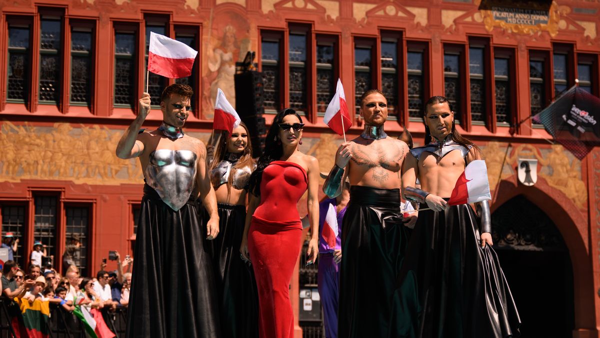 BASEL, SWITZERLAND - MAY 11: Justyna Steczkowska representing Poland attends the Turquoise Carpet of the 69th Eurovision Song Contest Opening Ceremony at Messe Basel on May 11, 2025 in Basel, Switzerland. (Photo by Harold Cunningham/Getty Images)