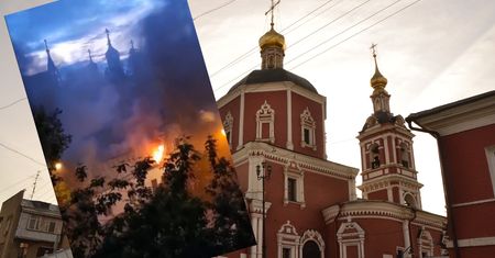 Potężny pożar w Moskwie. Ogień w cerkwi, są nagrania