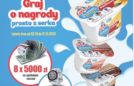 "Graj o nagrody prosto z serka" w kampanii loteryjnej Rolmlecz