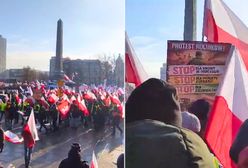 Protest rolników w Warszawie. Nagranie z Placu Defilad