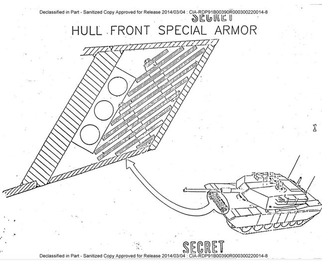 Odtajniony szkic ze schematem struktury czołowego pancerza Abramsa