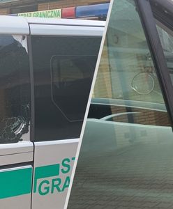 Atak migrantów. Uszkodzony samochód Straży Granicznej