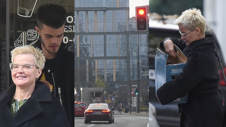 Monika Richardson gna na czerwonym świetle, aby dostarczyć karton wina do domu