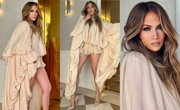 Jennifer Lopez świeci nogami w falbaniastej kreacji