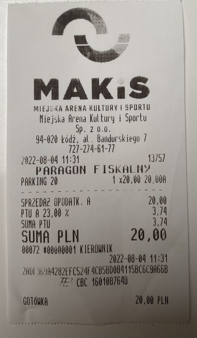 Parking Orientarium przy Miejskiej Arenie Kultury i Sportu płatny 20 zł